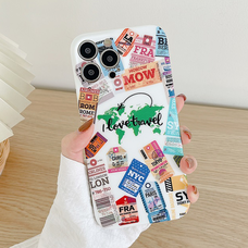 iPhone 13 Pro TPU tok ''I love travel'' mintával fehér Alphajack