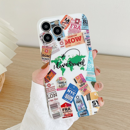 iPhone 13 Pro TPU tok ''I love travel'' mintával fehér Alphajack iPhone 13 Pro TPU tok ''I love travel'' mintával fehér Alphajack
