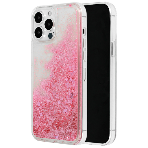 Svetloružové tekuté trblietavé puzdro Liquid Heart pre Samsung Galaxy A73 5G