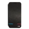 Samsung Galaxy S22+ Plus BMW M PC / TPU Tricolor Carbon hatású fliptok fekete (BMBKS22MPUCARTCBK) - 1. kép