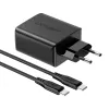 Acefast A13 2 az 1-ben fali töltő 2x USB Type C / USB 65W PD QC 3.0 AFC FCP + töltő kábel fekete - 1. kép