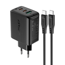 Acefast A13 2 az 1-ben fali töltő 2x USB Type C / USB 65W PD QC 3.0 AFC FCP + töltő kábel fekete