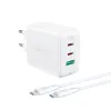 Acefast A13 2 az 1-ben fali töltő 2x USB Type C / USB 65W PD QC 3.0 AFC FCP + töltő kábel fehér - 2. kép