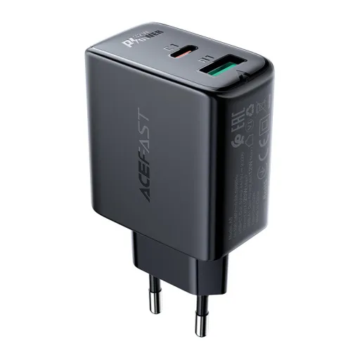 Acefast A5 fali töltő USB Type C / USB 32W PPS PD QC 3.0 AFC FCP fekete