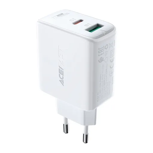 Acefast A5 fali töltő USB Type C / USB 32W PPS PD QC 3.0 AFC FCP fehér