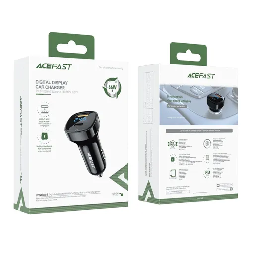 Acefast B4 autós töltő 66W USB Type C / USB PPS Power Delivery Quick Charge 4.0 AFC FCP fekete