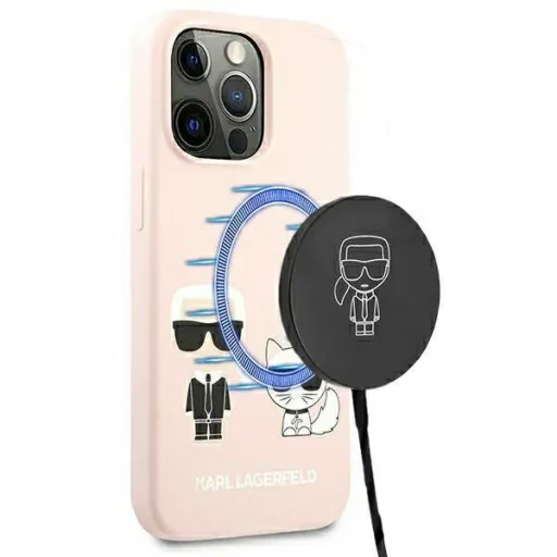 iPhone 13 Pro Max Karl Lagerfeld KLHMP13XSSKCI Karl Choupette MagSafe hardcase tok light pink