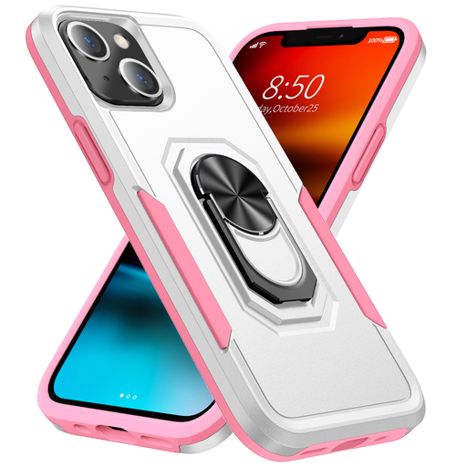 iPhone 13 Pro Max ütésálló fehér-rózsaszín tok, kihajtható mágnesezhető támasszal (TPU+PC Shockproof) Alphajack iPhone 13 Pro Max ütésálló fehér-rózsaszín tok, kihajtható mágnesezhető támasszal (TPU+PC Shockproof) Alphajack