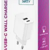 Setty Hálózati töltő adapter USB / USB Type-C 3A 20W fehér - 1. kép