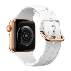 Apple Watch 38/40/41mm szilikon óraszíj fehér márvány mintás Alphajack