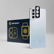 Ochranná sklenená fólia na objektív fotoaparátu Samsung Galaxy S21 Ultra čierna Alphajack 1ks Ochranná sklenená fólia na objektív fotoaparátu Samsung Galaxy S21 Ultra čierna Alphajack 1ks