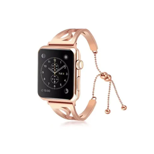 Apple Watch 3/4/5/6/7/8/SE (38/40/41mm) karkötő formájú V2 fém óraszíj rose gold színű Alphajack