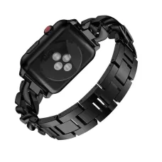 Apple Watch 4/5/6/7/8/SE (38/40/41mm) Luxury V3 fém óraszíj fekete színű Alphajack