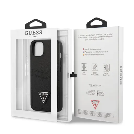 iPhone 13 Mini Guess Saffiano tok dupla kártyatartóval fekete