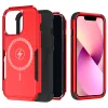 iPhone 13 3 az 1-ben ütésálló MagSafe-kompatibilis mágneses tok piros-fekete Alphajack - 2. kép