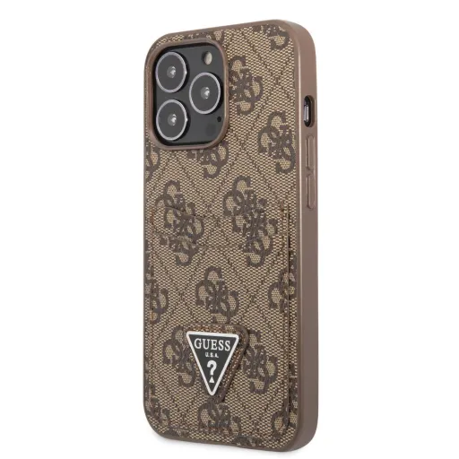 iPhone 13 Pro Guess 4G Saffiano tok dupla kártyatartóval barna (GUHCP13LP4TPW)