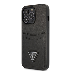 iPhone 13 Pro Max Guess Saffiano tok dupla kártyatartóval fekete (GUHCP13XPSATPK)