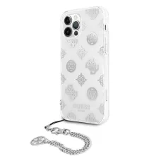 iPhone 12 Pro Max Guess GUHCP12LKSPESI Peony Chain tok lánccal ezüst / átlátszó