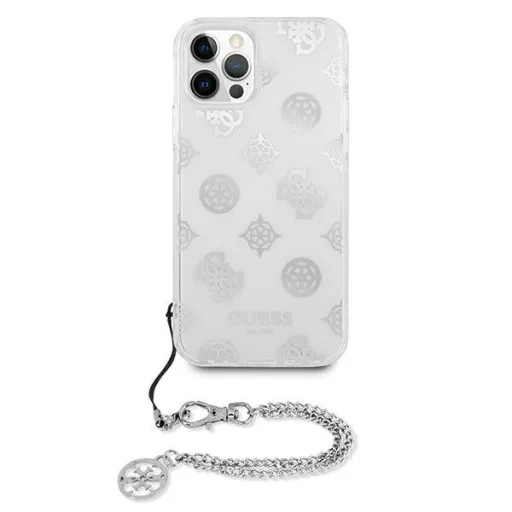 iPhone 12 Pro Max Guess GUHCP12LKSPESI Peony Chain tok lánccal ezüst / átlátszó