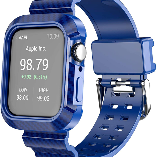 Apple Watch 4/5/6/7/8/SE (38/40/41mm) remienok a puzdro s karbónovým vzorom modrá