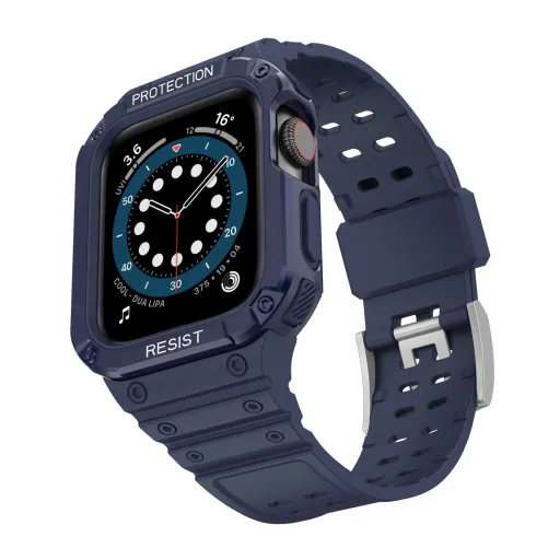 Apple Watch 4/5/6/7/8/SE (42/44/45mm) Rugged Armor óraszíj és tok kék Apple Watch 4/5/6/7/8/SE (42/44/45mm) Rugged Armor óraszíj és tok kék