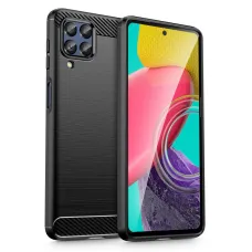 Samsung Galaxy M53 5G Tech-Protect carbon mintájú TPU tok fekete