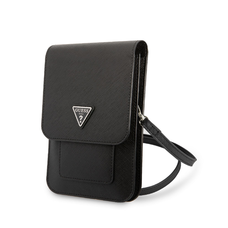 Guess GUWBSATMBK Saffiano Triangle Logo telefontáska fekete