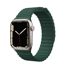 Apple Watch 4/5/6/7/8/SE/Ultra (42/44/45/49mm) Next One bőr óraszíj levélzöld (AW-4244-LTHR-GRN)