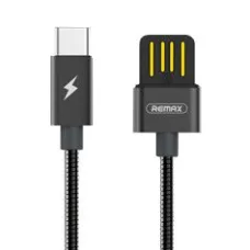 Remax Silver Serpent RC-080a USB/USB Type-C kábel fém szigeteléssel 2.1A 1m fekete