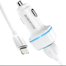  Borofone Autós Töltő USB Lightning Kábellel BZ14 Max - 2xUSB - 2,4A 