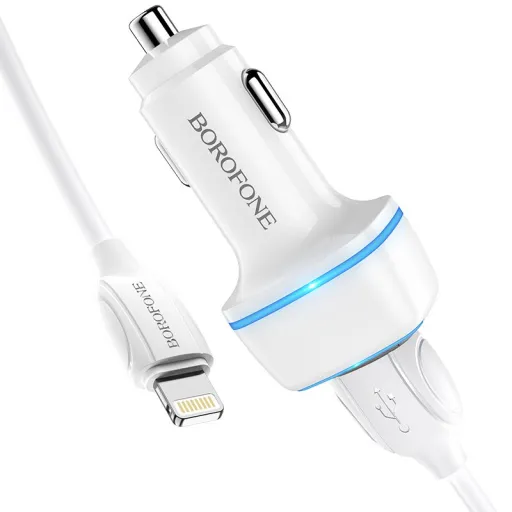  Borofone Autós Töltő USB Lightning Kábellel BZ14 Max - 2xUSB - 2,4A 