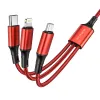 Borofone BX50 Fresco 3in1 USB - USB Type-C, Micro USB, Lightning 2.4A 1m piros - 1. kép