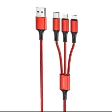 Borofone BX50 Fresco 3in1 USB - USB Type-C, Micro USB, Lightning 2.4A 1m piros