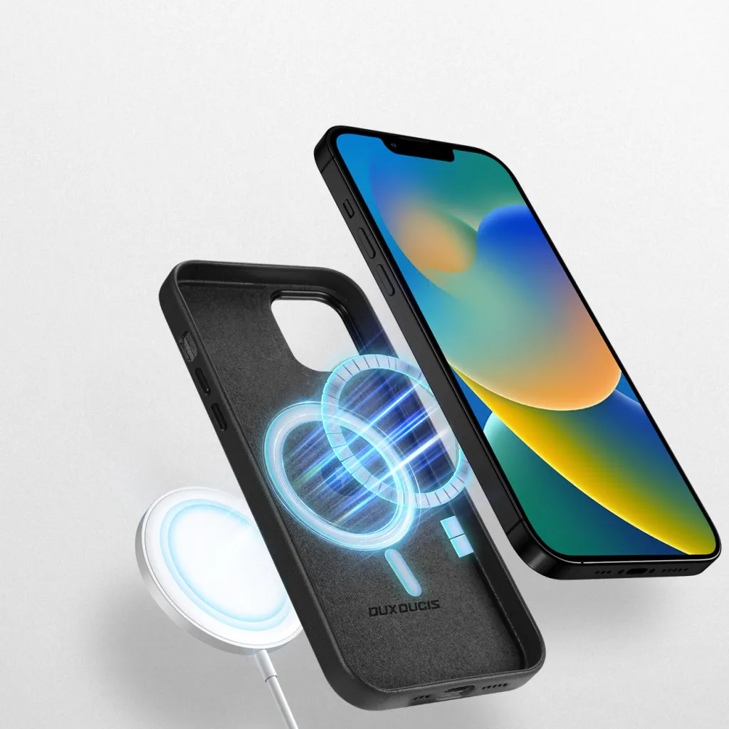 iPhone 14 Dux Ducis Grit bőr tok (MagSafe kompatibilis) fekete - 7