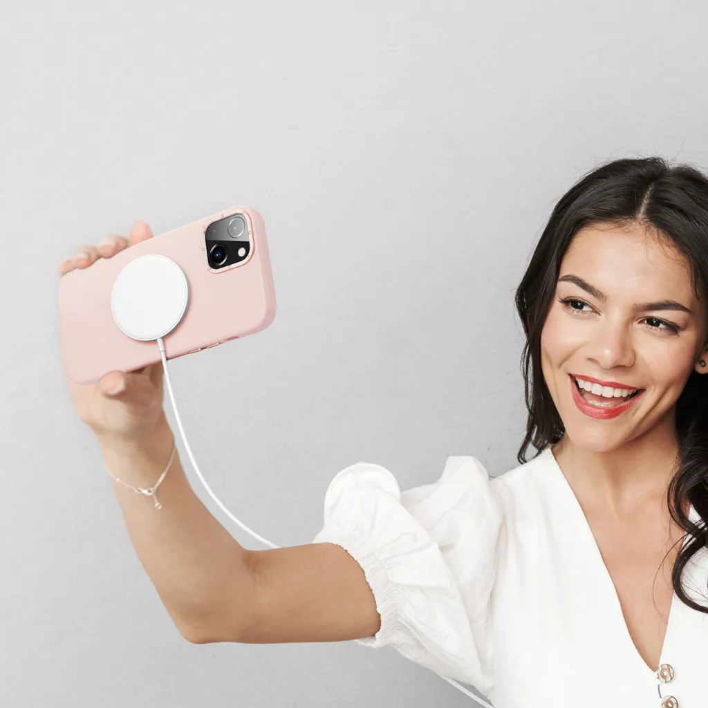 iPhone 14 Dux Ducis Grit bőr tok (MagSafe kompatibilis) rózsaszín - 9