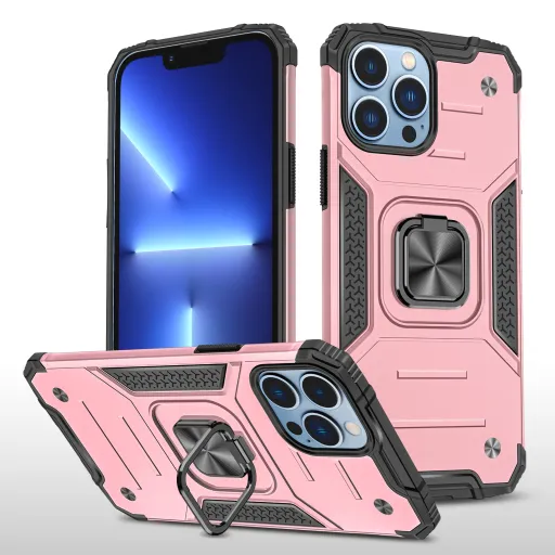 iPhone 14 Pro Ring Armor Case Kickstand tok kihajtható mágneses támasszal rose gold Alphajack iPhone 14 Pro Ring Armor Case Kickstand tok kihajtható mágneses támasszal rose gold Alphajack