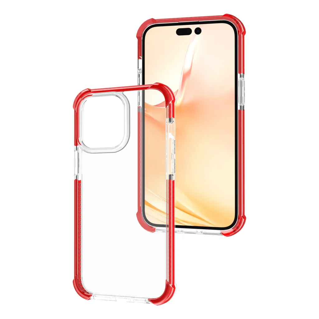 iPhone 14 Pro Max átlátszó TPU tok piros kerettel Alphajack - 11