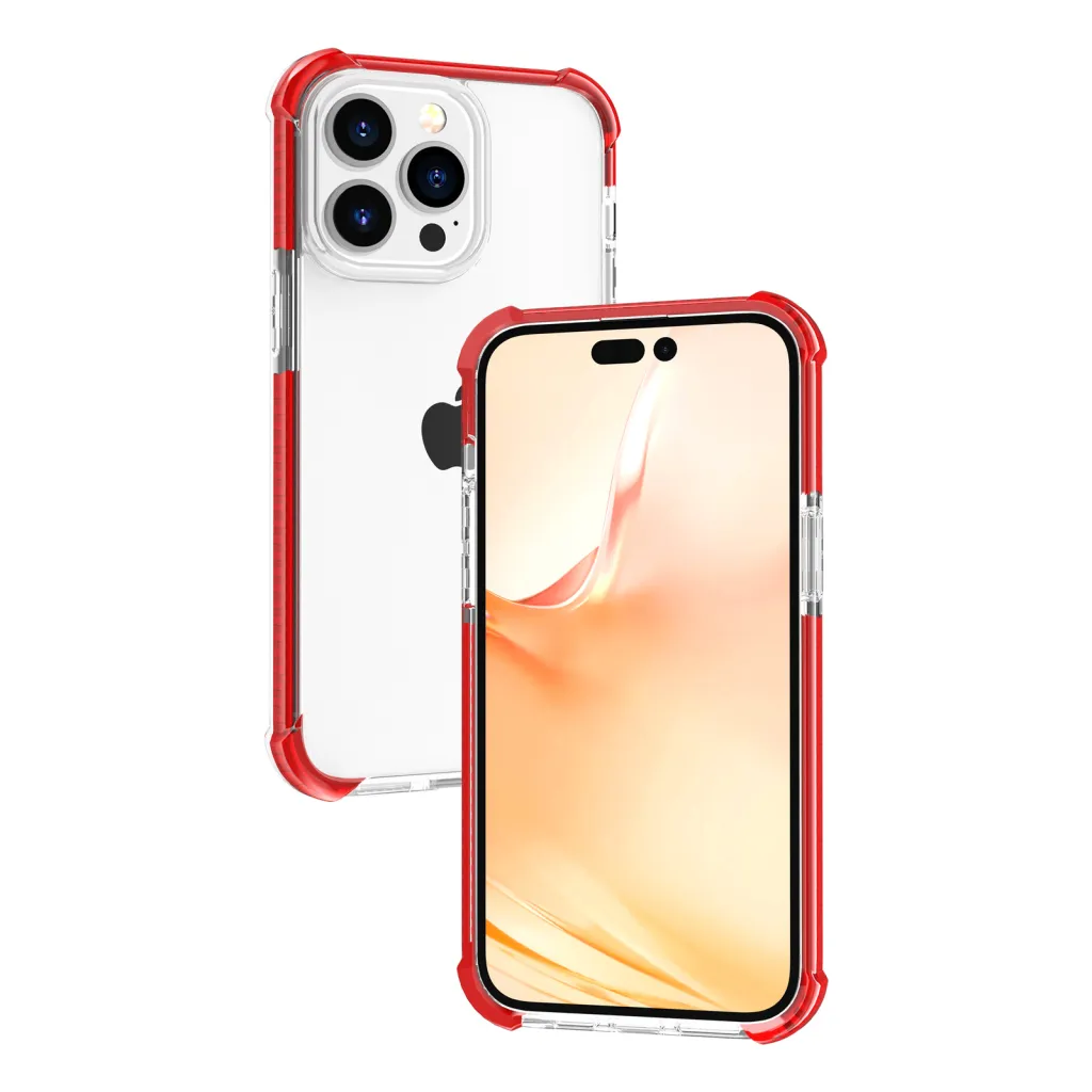 iPhone 14 Pro Max átlátszó TPU tok piros kerettel Alphajack - 12