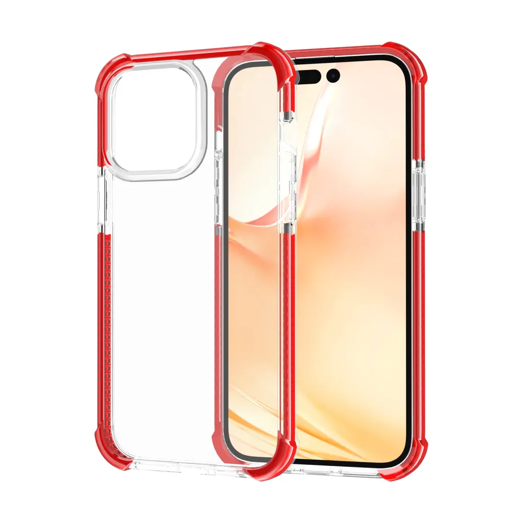 iPhone 14 Pro Max átlátszó TPU tok piros kerettel Alphajack - 14