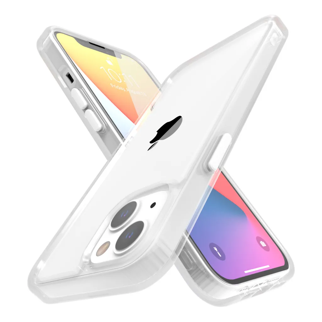 iPhone 14 Plus átlátszó TPU tok edzett üveg hátlappal, fehér kerettel Alphajack - 7