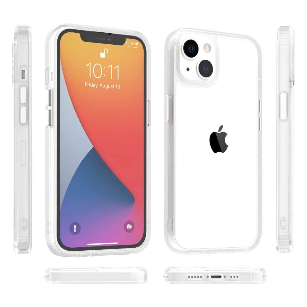 iPhone 14 Plus átlátszó TPU tok edzett üveg hátlappal, fehér kerettel Alphajack - 8