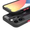 iPhone 14 Pro Max átlátszó TPU tok edzett üveg hátlappal, fekete kerettel Alphajack - 2. kép