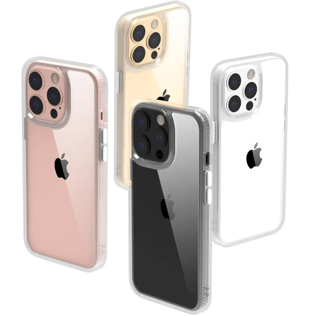 iPhone 14 Pro Max átlátszó TPU tok edzett üveg hátlappal, fehér kerettel Alphajack - 10