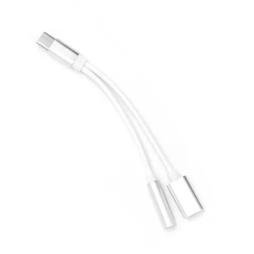 USB Type-C port elosztó 3.5 JACK audio/USB-C port fehér adapter