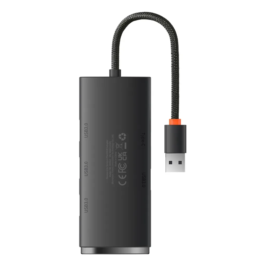 Baseus Adapter HUB - USB - 4xUSB3.0 - 25cm (WKQX030001) fekete - 14
