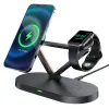 Acefast 15W Qi Vezeték Nélküli mágneses (MagSafe) iPhone, Airpods és Apple watch töltőállomás fekete  (E9 black) - 1. kép