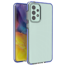Samsung Galaxy A33 5G Spring átlátszó TPU tok színes kerettel sötétkék