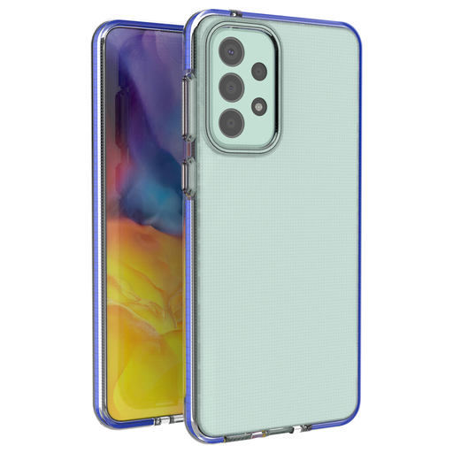Samsung Galaxy A33 5G Spring átlátszó TPU tok színes kerettel sötétkék Samsung Galaxy A33 5G Spring átlátszó TPU tok színes kerettel sötétkék