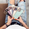 iPhone 13 Pro Lighting Color gél tok arany kerettel rózsaszín - 4. kép