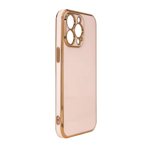 iPhone 13 Pro Lighting Color gél tok arany kerettel rózsaszín iPhone 13 Pro Lighting Color gél tok arany kerettel rózsaszín
